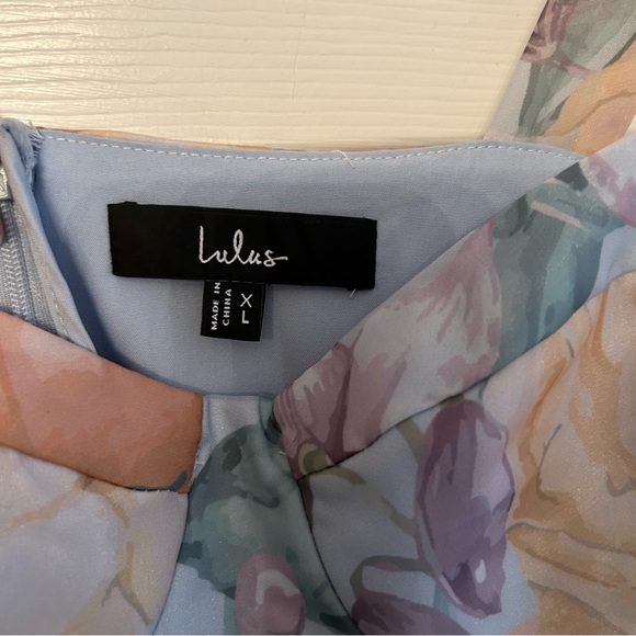 Playfully Posh Blue Floral Organza Tie-Strap Tiered Midi Dress Size XL - Picture 10 of 11